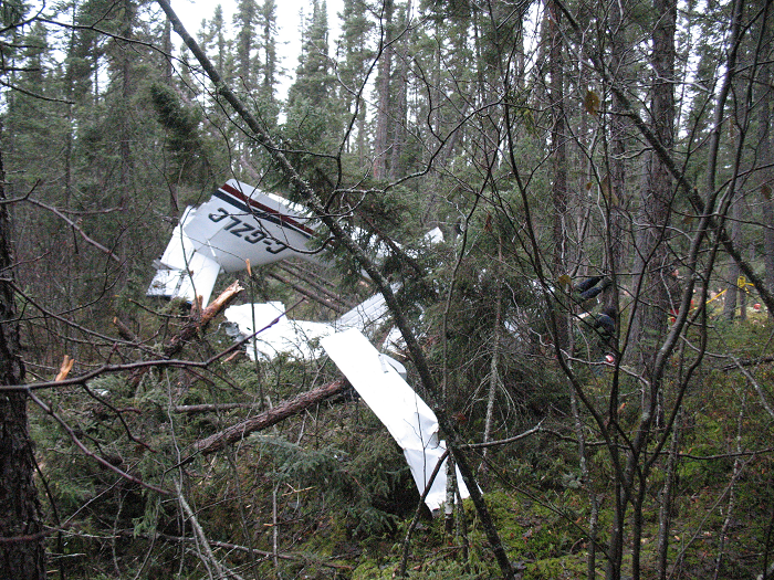 The tail-end of the Lake LA-250 that crashed near Pickle Lake, Ontario