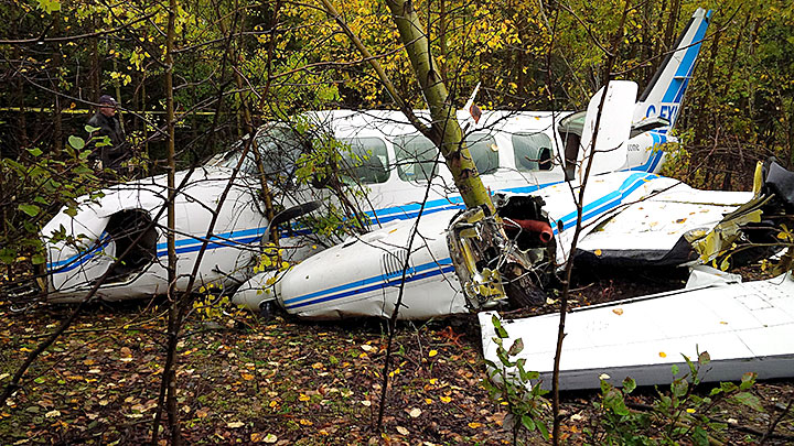 Fourth image of the wreckage of the Keystone Air Services Ltd. airplane in Thompson, Manitoba
