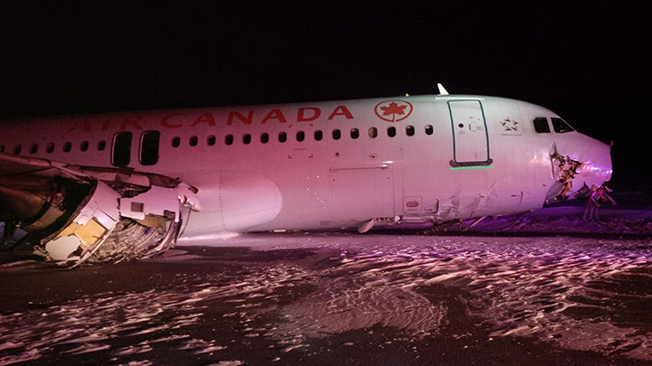 Photo of the side of the damaged aircraft