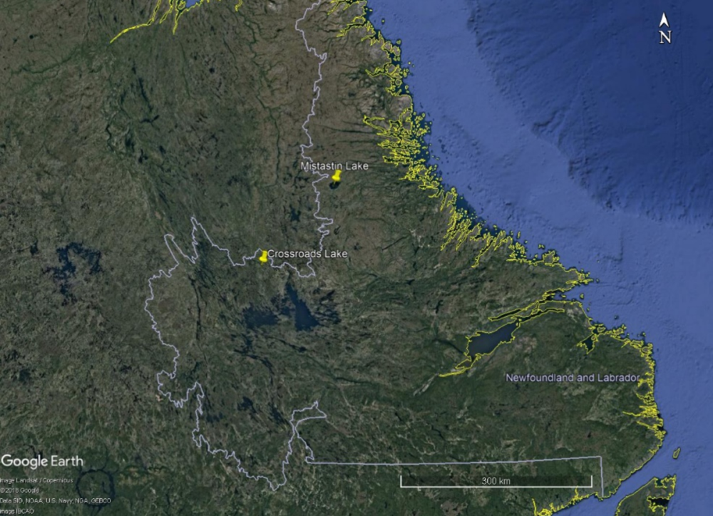 Map showing location of lodge and destination of the occurrence flight (Source: Google Earth, with TSB annotations)