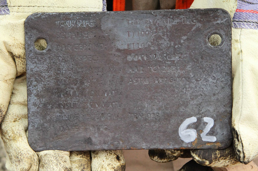 Image of separated tank identification plate