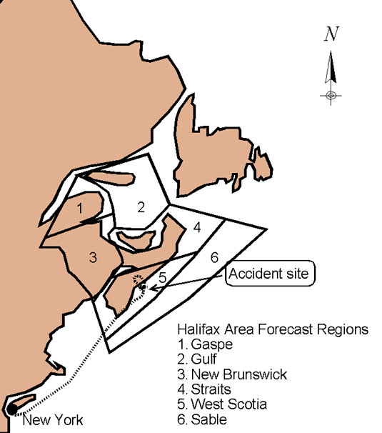 Halifax area forecast regions - FACN35 region