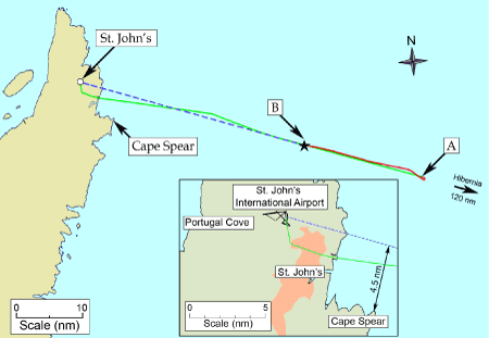 Image of the area map with helicopter track and impact position