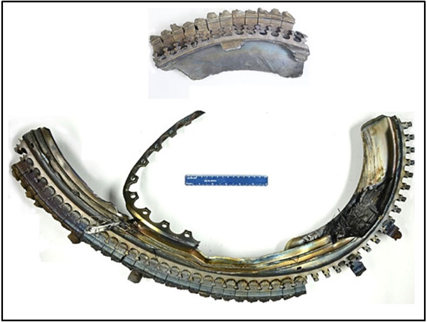 Recovered low-pressure turbine 1 segments (Source: Pratt & Whitney)