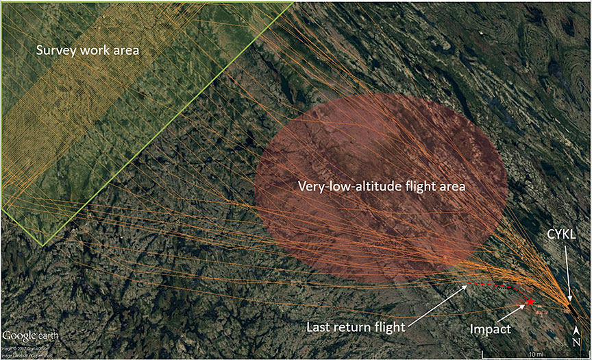 Very-low-altitude flight zones in the 19 days preceding the accident