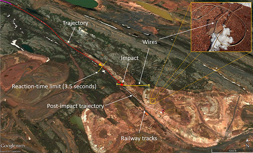 Occurrence aircraft path immediately prior to impact