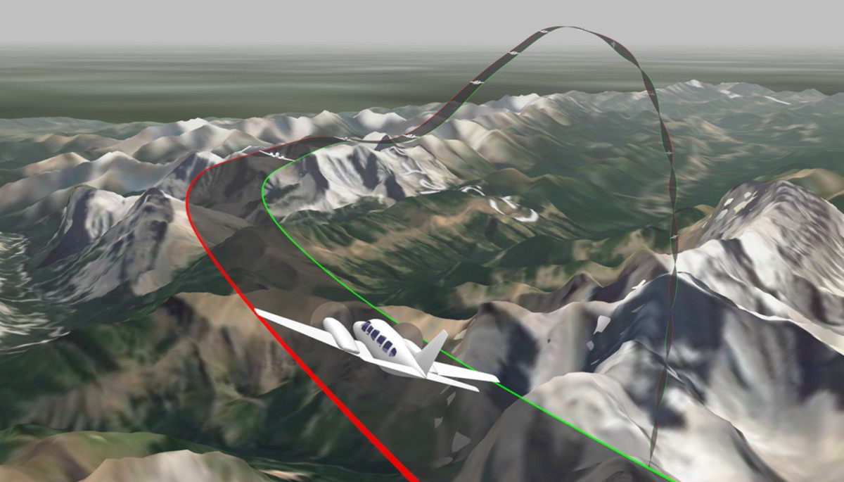   Final flight  path of the aircraft leading up to the loss of control and spin entry (looking  toward the southeast)