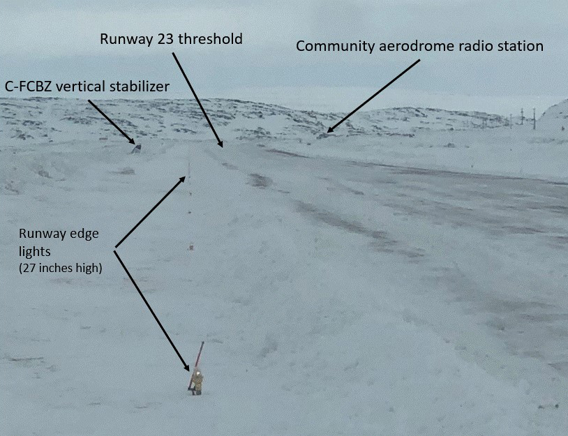 View toward the threshold of Runway 23 (Source: Third party, with permission and TSB annotations)