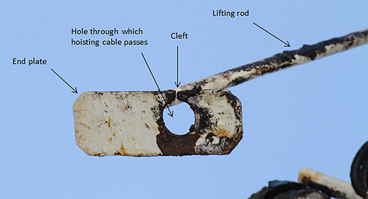 Lifting rod that was in use at the time of the occurrence as described above