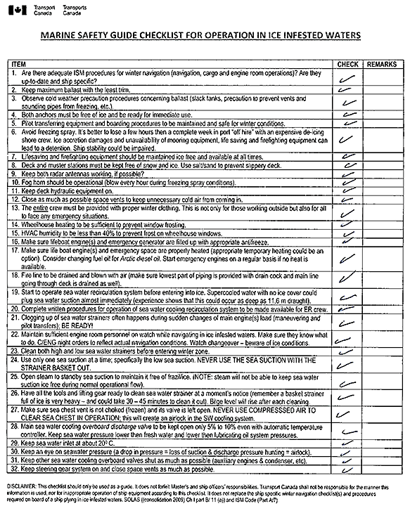 Image of the completed checklist