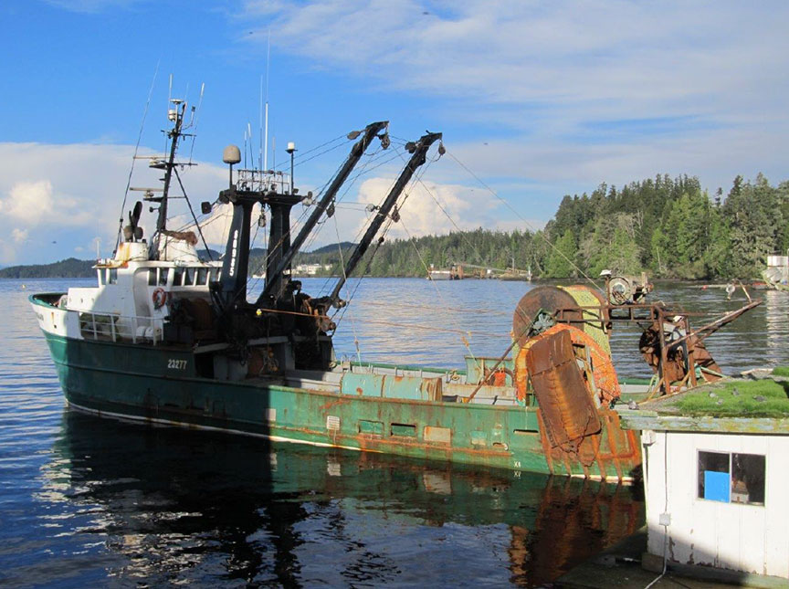 Fishing vessel Caledonian moored in Port Hardy, April 201