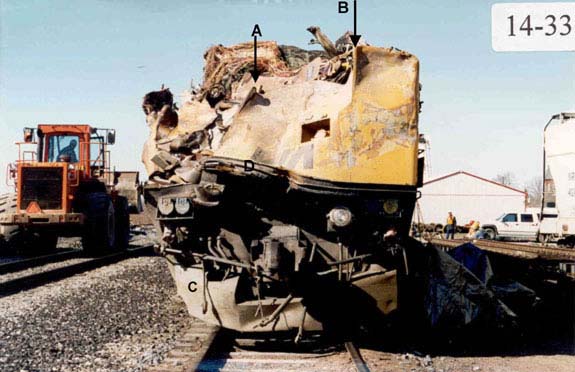 View of locomotive from front after having been righted.
