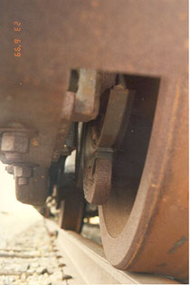 End view of roller bearing housing on railiner