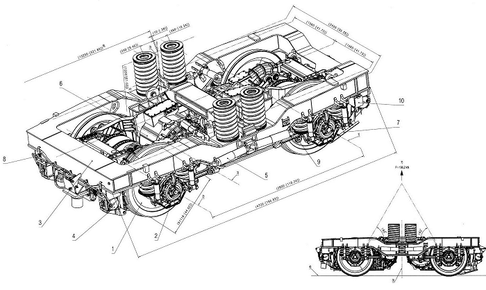 Diagram of the locomotive ALP-45DP truck arrangement