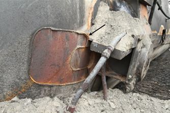 Photo of damaged stub sill