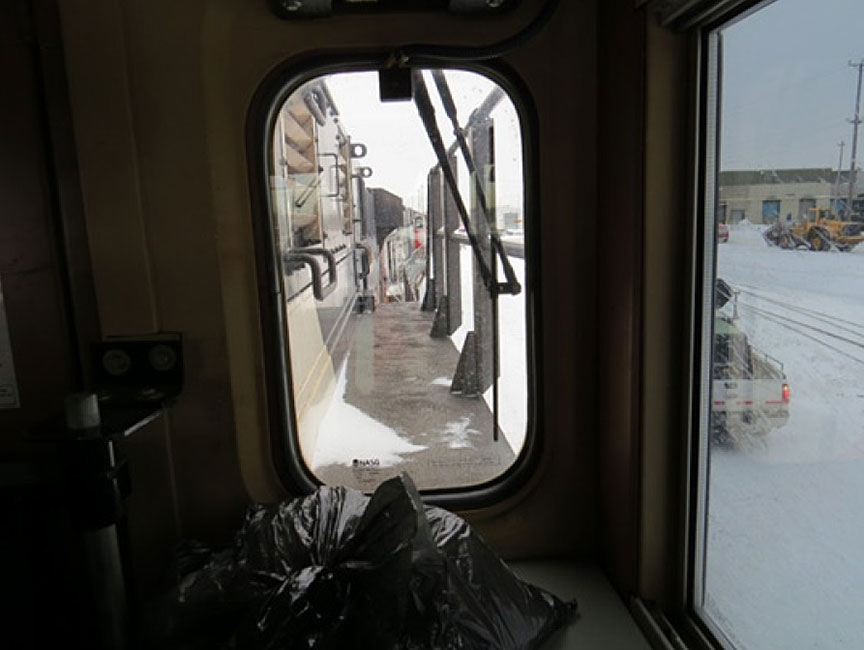 Image of the rear window view behind conductor