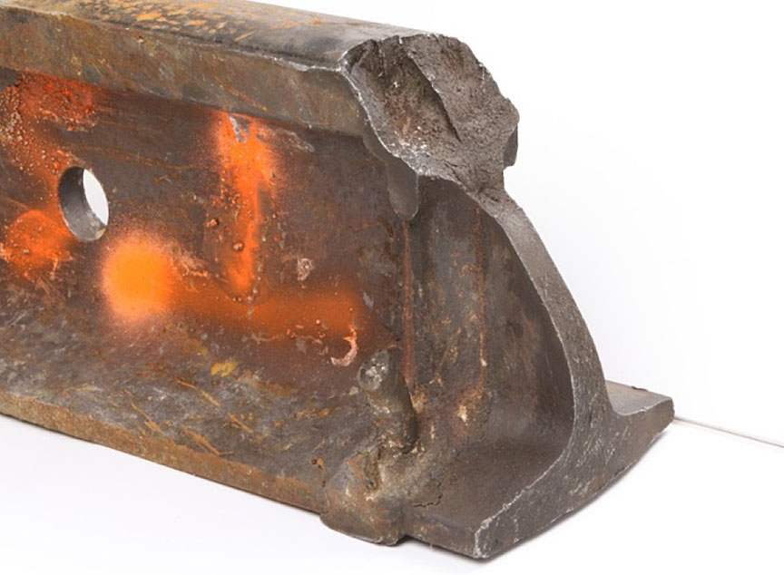 Photograph of thermite weld