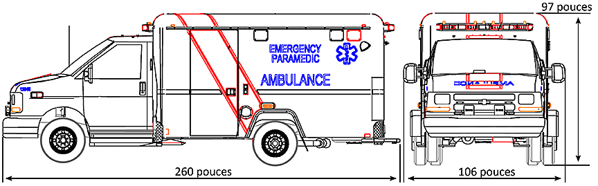Figure 7. Dimensions de l'ambulance (Source : British Columbia Ambulance Service)