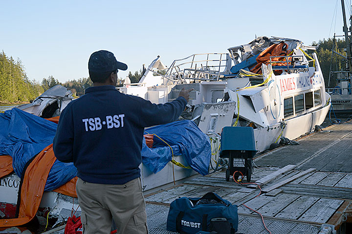 Image of a TSB investigator examines the Leviathan II