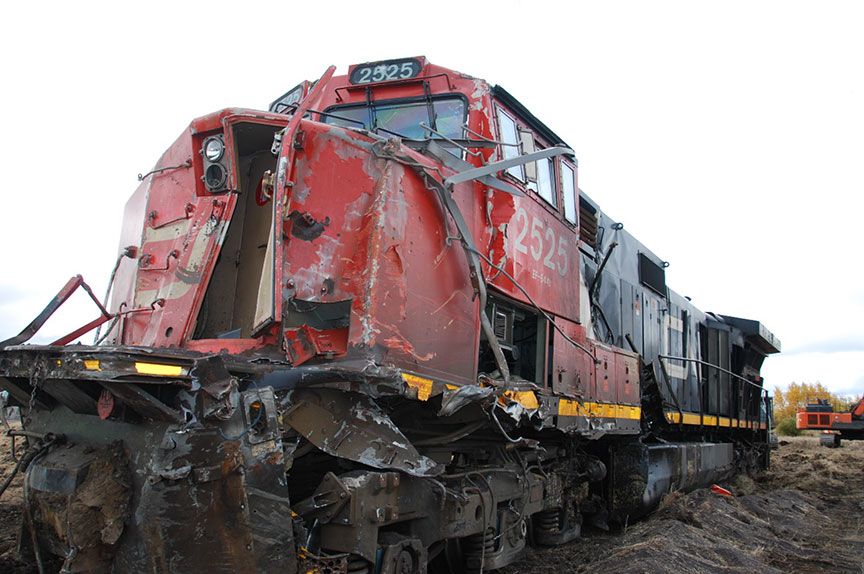 Remote locomotive from train involved, after impact