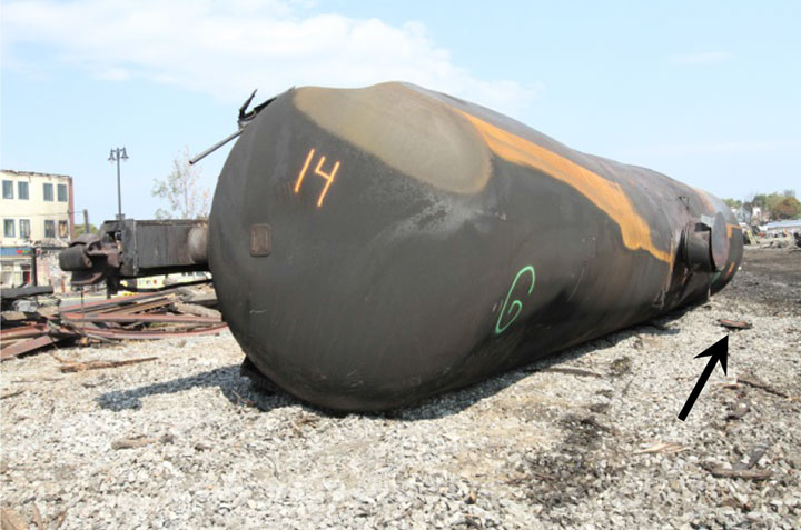 Image of Tank car TILX 316379, A end, as decribed in text