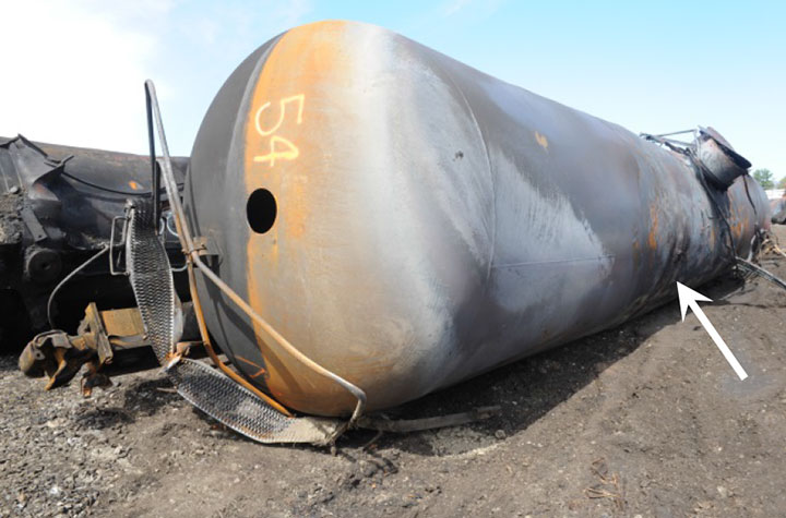 Image of Tank car TILX 316533, A end, as decribed in text