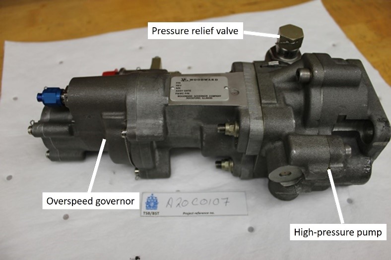 Overspeed governor and high-pressure pump assembly (Source: TSB)