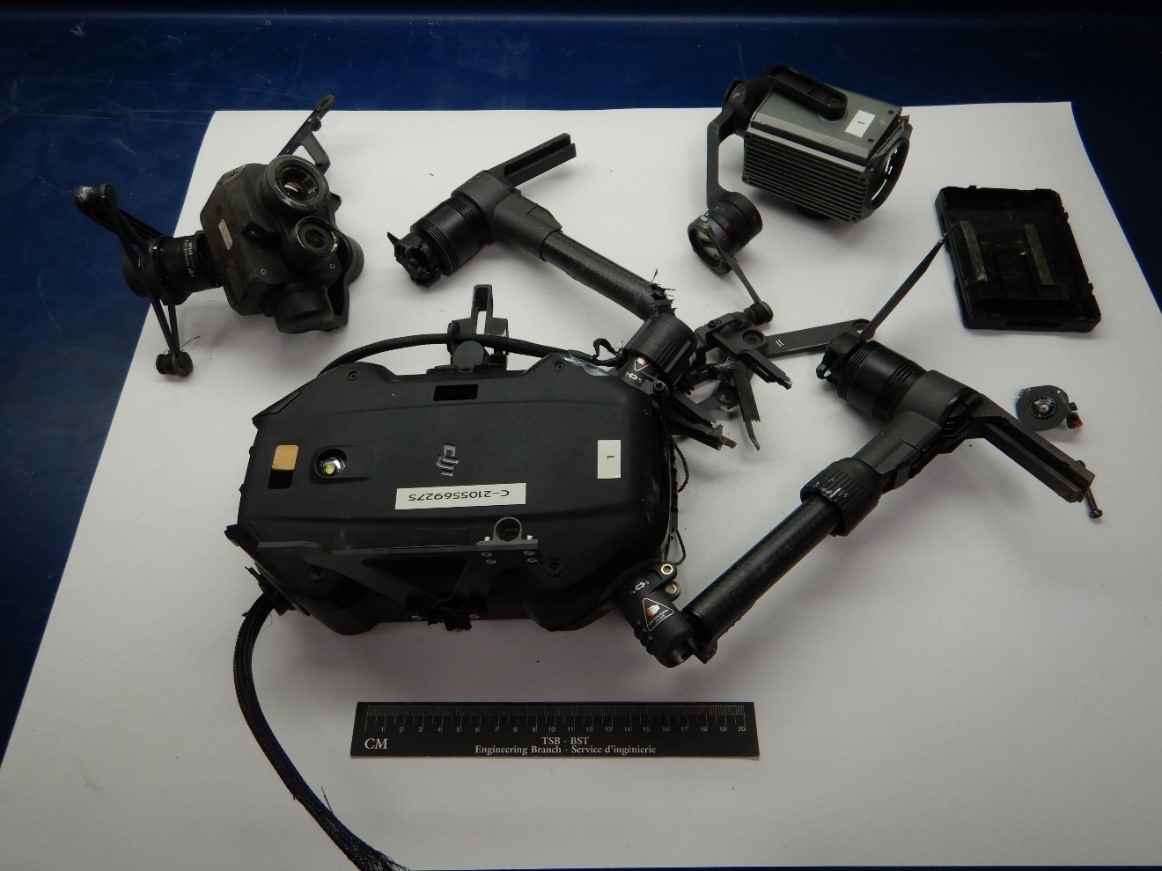 Photo of the occurrence remotely piloted aircraft parts that were recovered (Source: TSB)