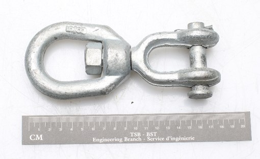 Photo of the Crosby G-403 jaw end swivel used in the occurrence (Source: TSB)