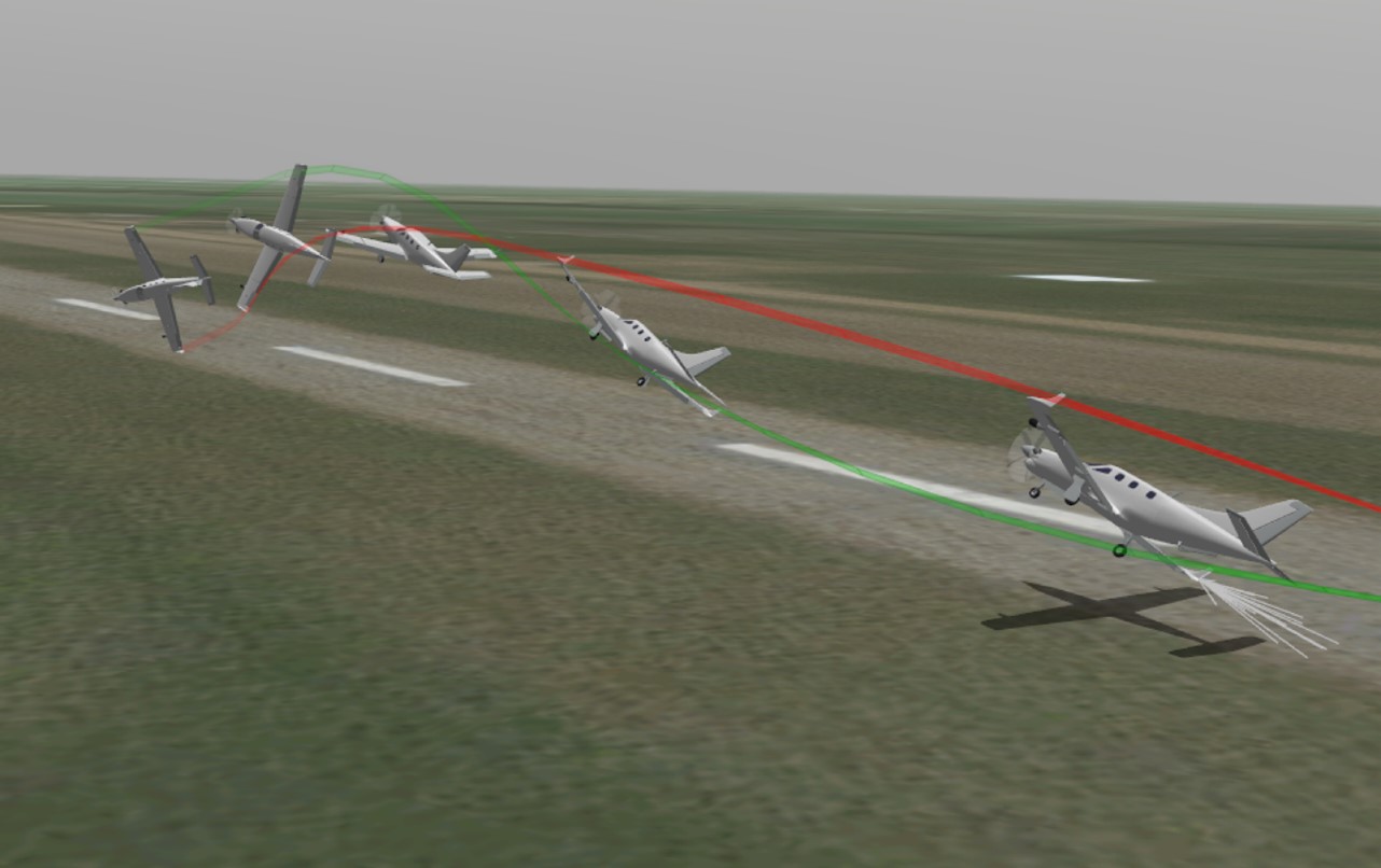Still frames from an animated reconstruction of the occurrence based on flight path data (Source: TSB)