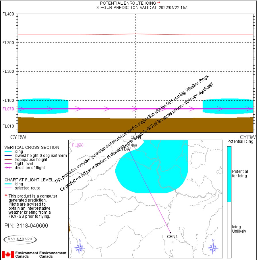 Potential enroute icing chart (Source: NAV CANADA)