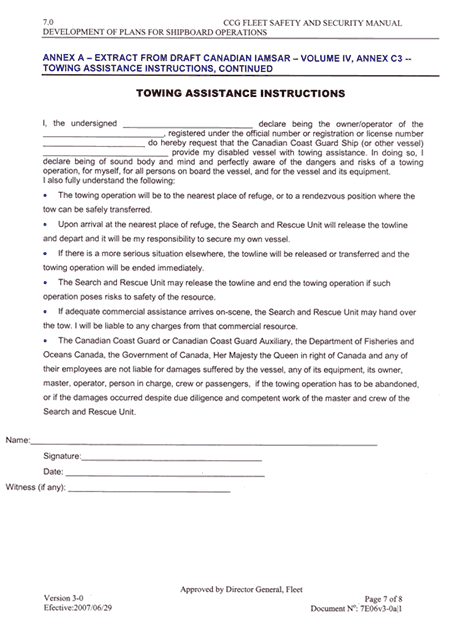 Appendix C - Towing assistance instructions