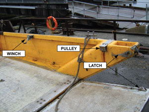 Photo 2. Bow ramp and winching arrangement
