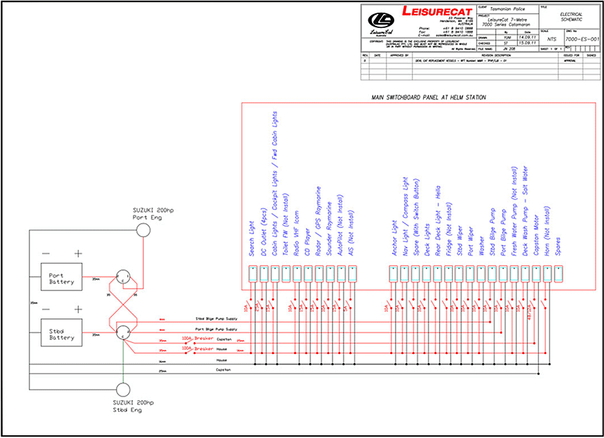 Vessel manufacturer's recommended battery arrangement for dual outboards