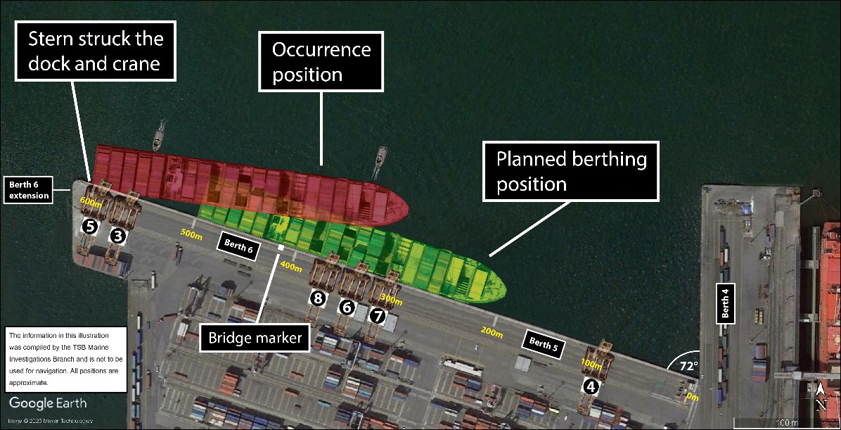 Vanterm berth layout (Source: Google Earth, with TSB annotations)