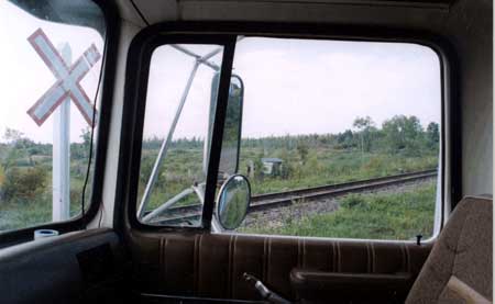 Driver's eastward view of the tracks