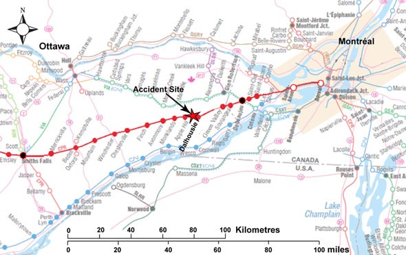 Map of the derailment location