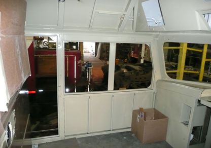 Exposed cab interior structure, conductor side