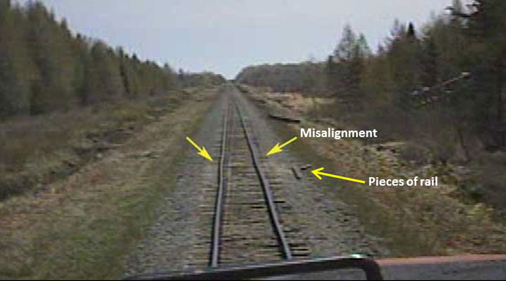 Train G840 forward-facing video camera view approaching Mile 93.38, looking east