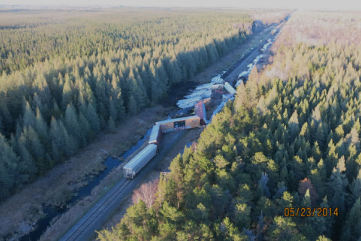 Derailment site looking eastward in the direction of train movement