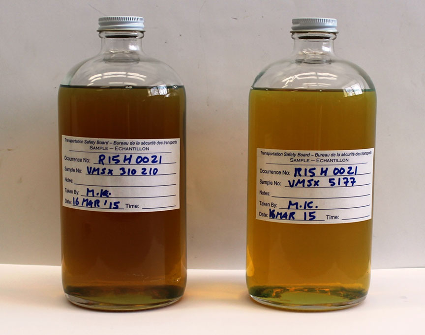 Oil samples from tank cars VMSX 310210 and VMSX 5177
