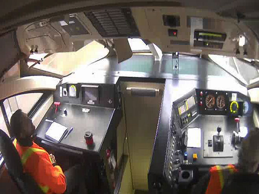 Railway D Camera view of locomotive engineer and conductor work area