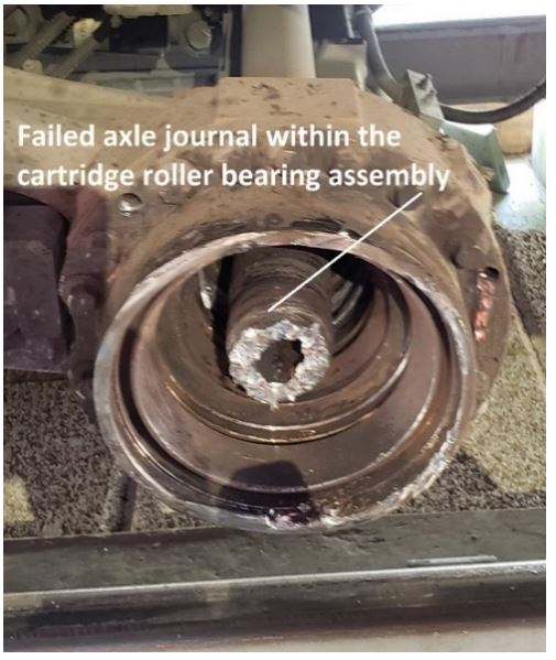 Damaged cartridge roller bearing assembly, No. 3 position on axle B (Source: TSB)