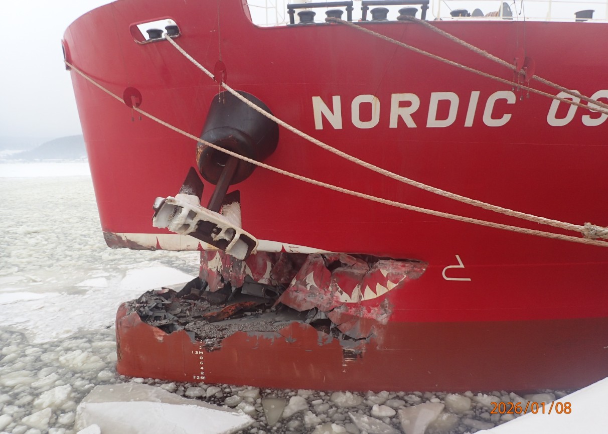 Dommages au navire <em>Nordic Oshima</em> (Source : TSB)