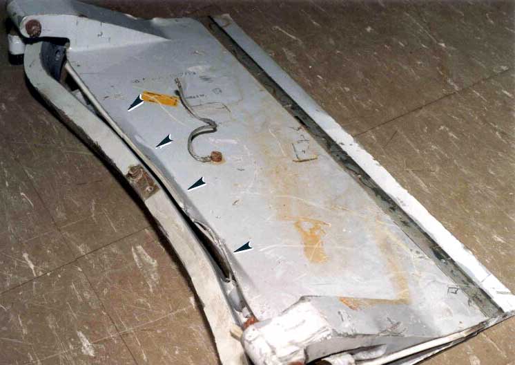 Forward door deformed inboard