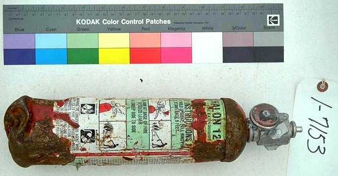 Recovered halon extinguisher - Exhibit 1-7153