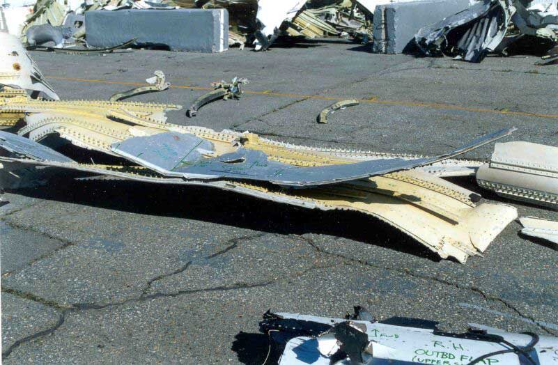 Photograph of upper and lower bent wing skins