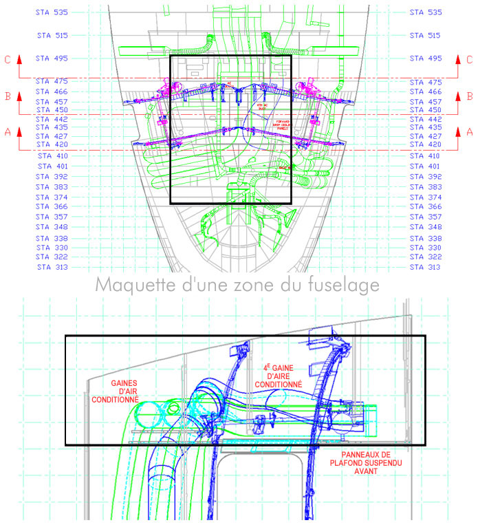 Zone construite en maquette pour l'essai de combustion à échelle intermédiaire