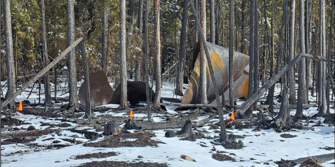 Figure 5. Morceau 1 tel qu’il a été retrouvé, 200 m à l’est du lieu de l’événement (Source : BST)